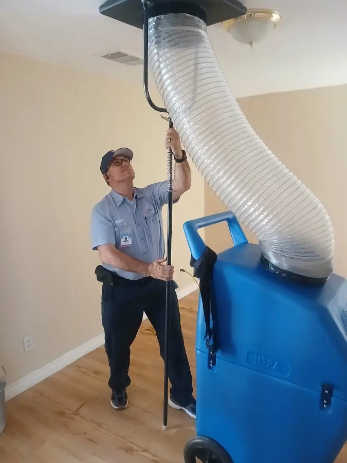 Mini Split Installation technician using HEPA equipment in Massanetta Springs